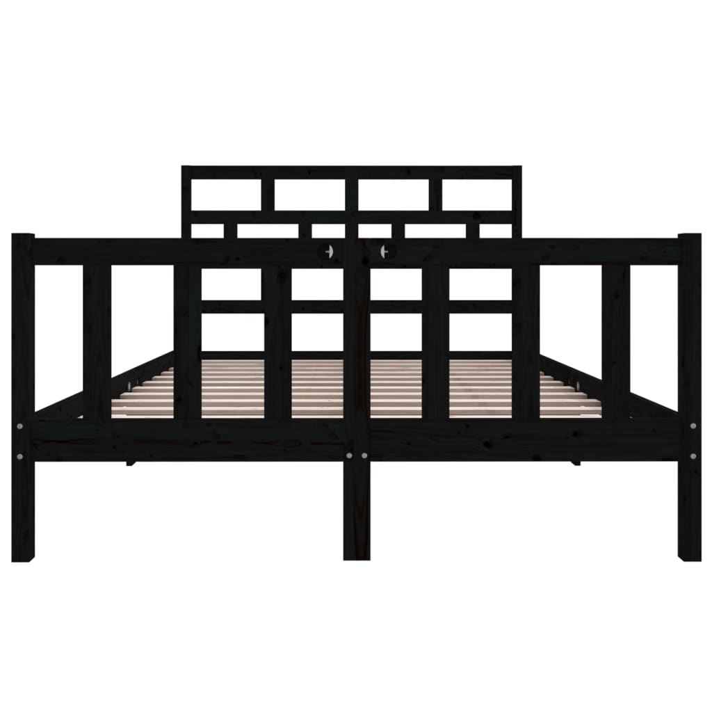 Рамка за легло, черна, масивен бор, 140х200 см