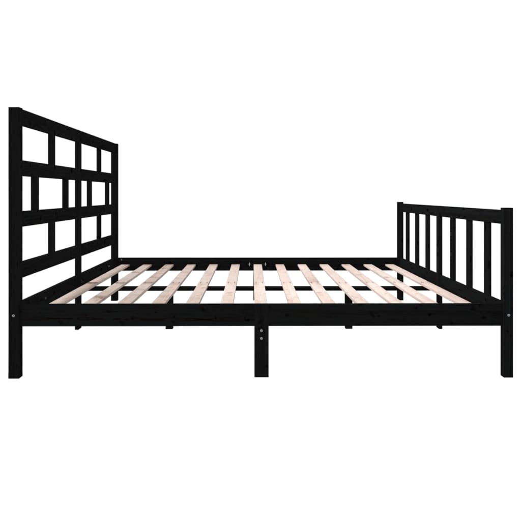 Рамка за легло, черна, бор масив, 180x200 см, 6FT Super King