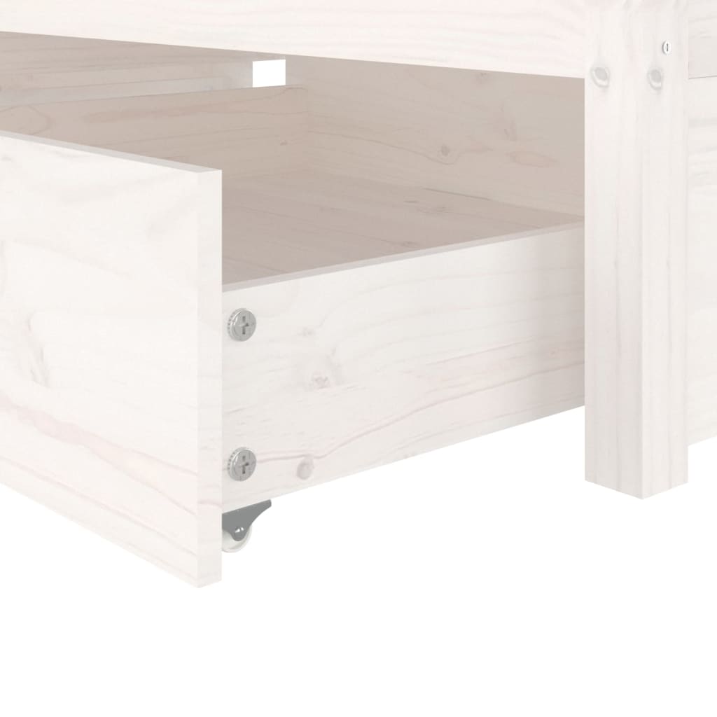 Рамка за легло с чекмеджета, бяла, 90x200 см