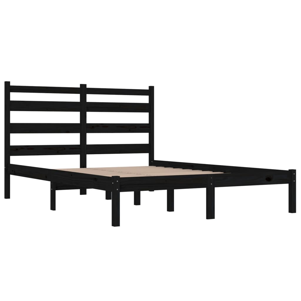 Рамка за легло, черна, масивен бор, 135x190 см, 4FT6 Double