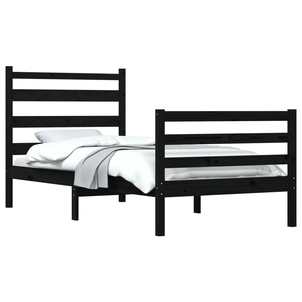 Рамка за легло, бор масив, 90х200 см, черна