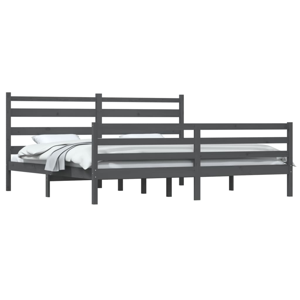 Рамка за легло, бор масив, 200x200 см, сива