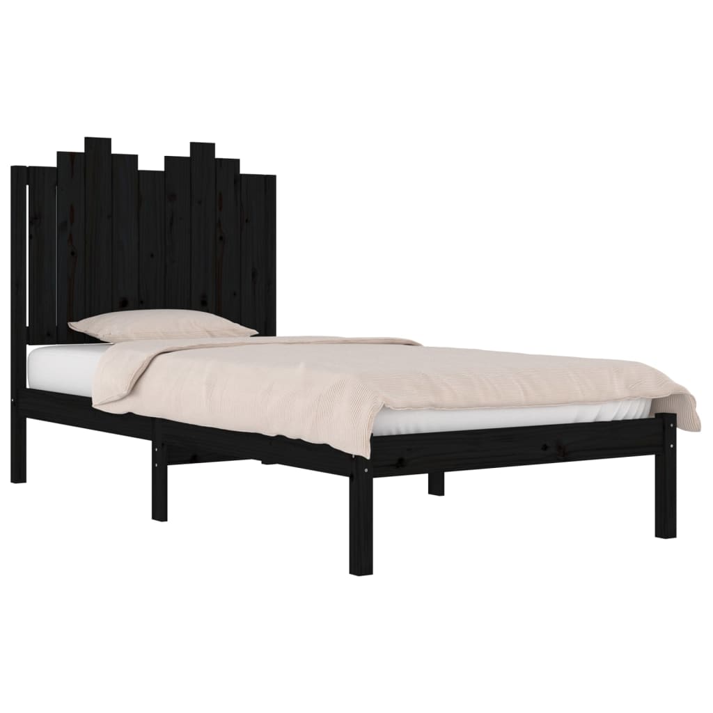 Рамка за легло, черна, бор масив, 75x190 см, 2FT6 Small Single