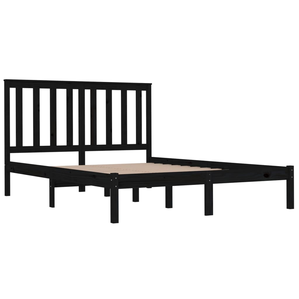 Рамка за легло, черна, бор масив, 120x190 см, 4FT Small Double