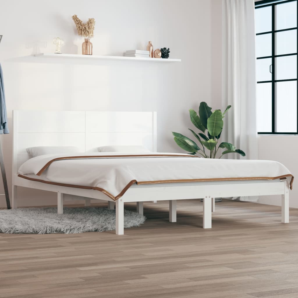 Рамка за легло, бяла, дърво масив, 120x190 см, 4FT Small Double