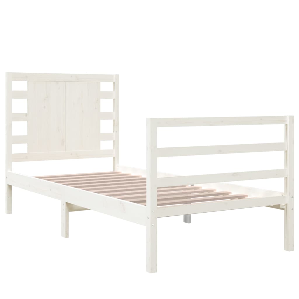 Рамка за легло, бяла, бор масив, 75x190 см, 2FT6 Small Single