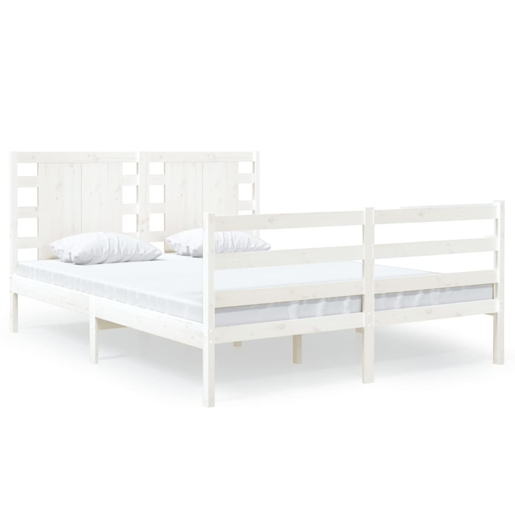 Рамка за легло, бяла, масивен бор, 140x200 см