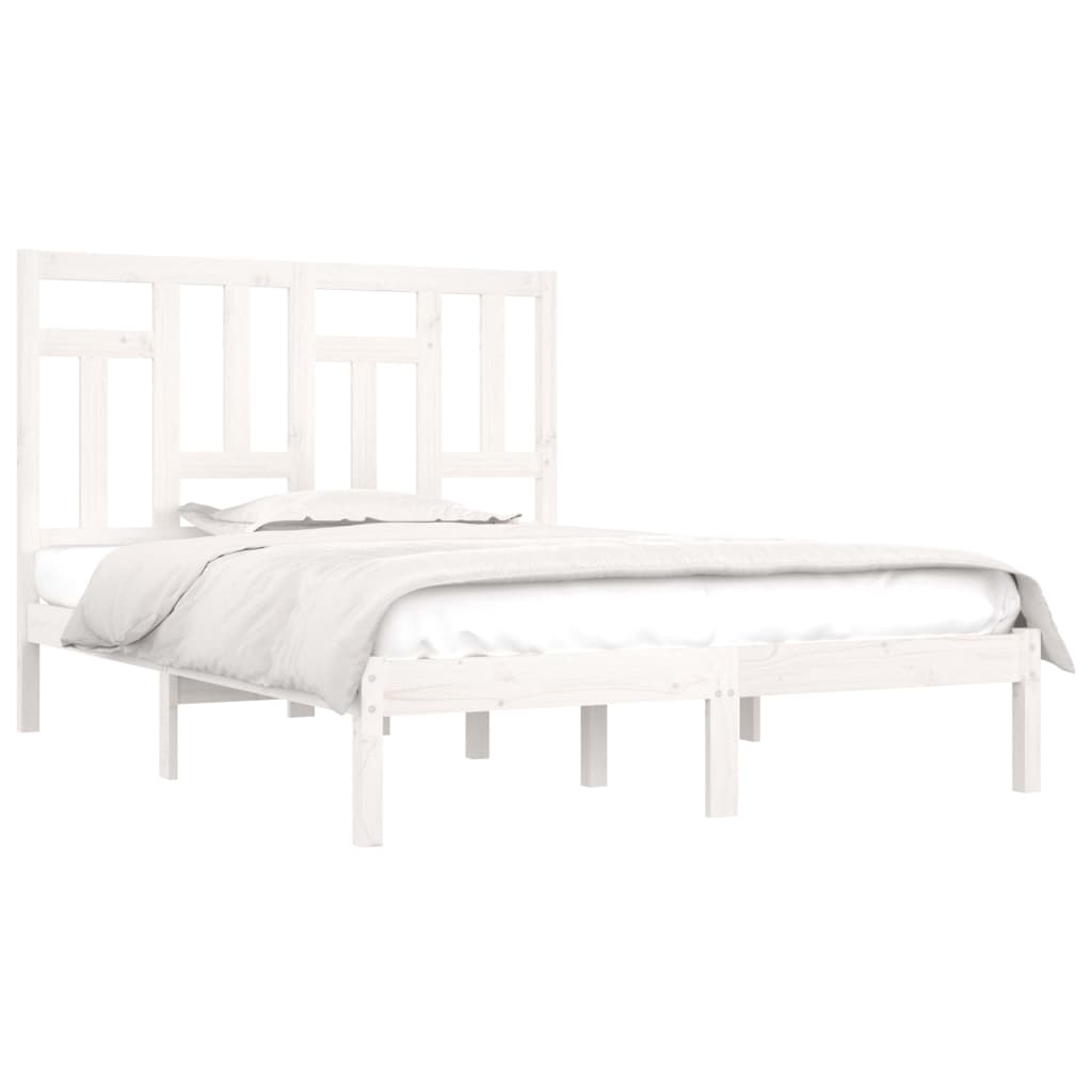 Рамка за легло, бяла, бор масив, 140x190 см