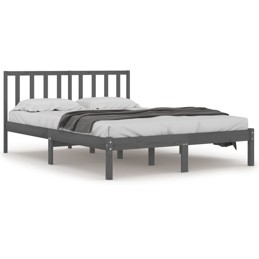 Рамка за легло, сива, бор масив, 135x190 см, 4FT6 Double