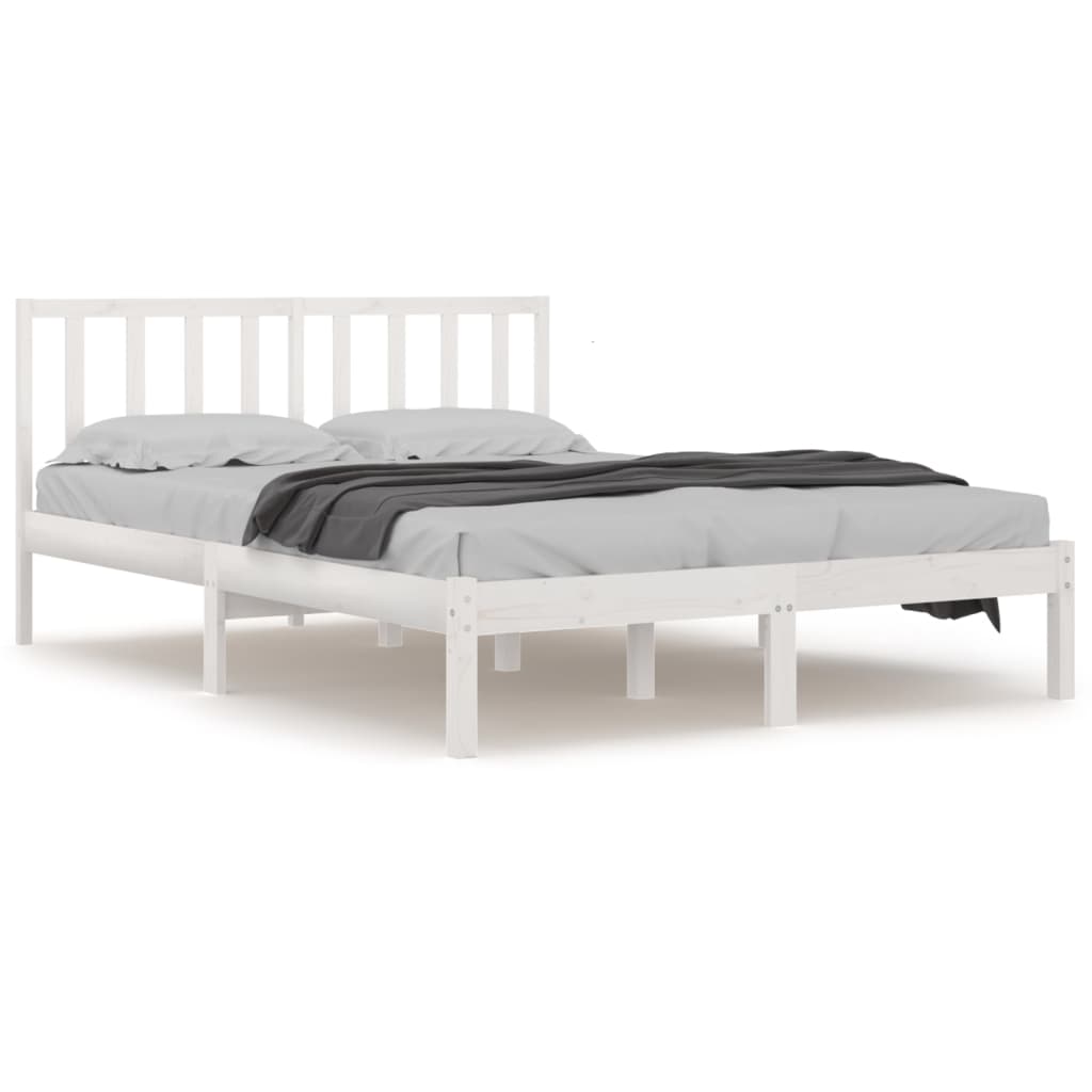 Рамка за легло, бяла, бор масив, 140x190 см