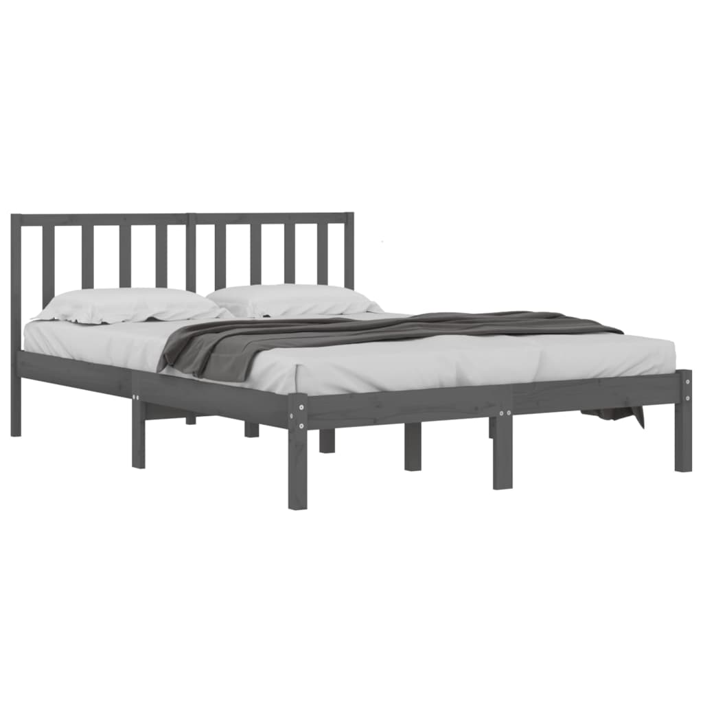 Рамка за легло, сива, масивен бор, 180x200 см, 6FT Super King