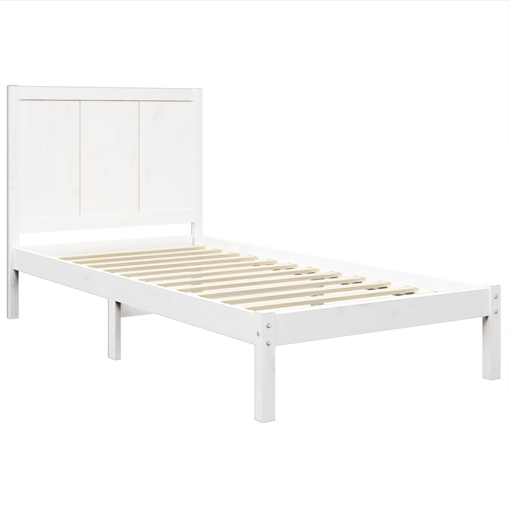 Рамка за легло, бяла, бор масив, 75x190 см, 2FT6 Small Single