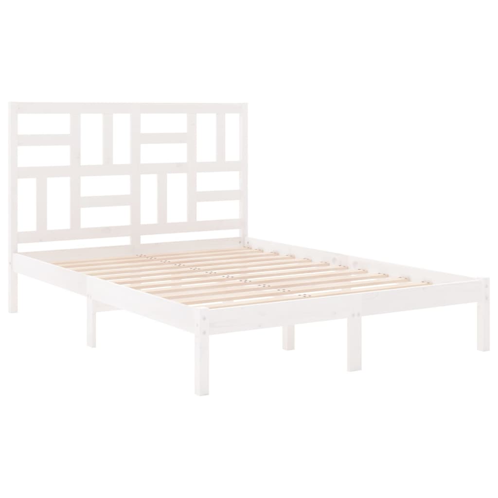 Рамка за легло, бяла, дърво масив, 120x200 см
