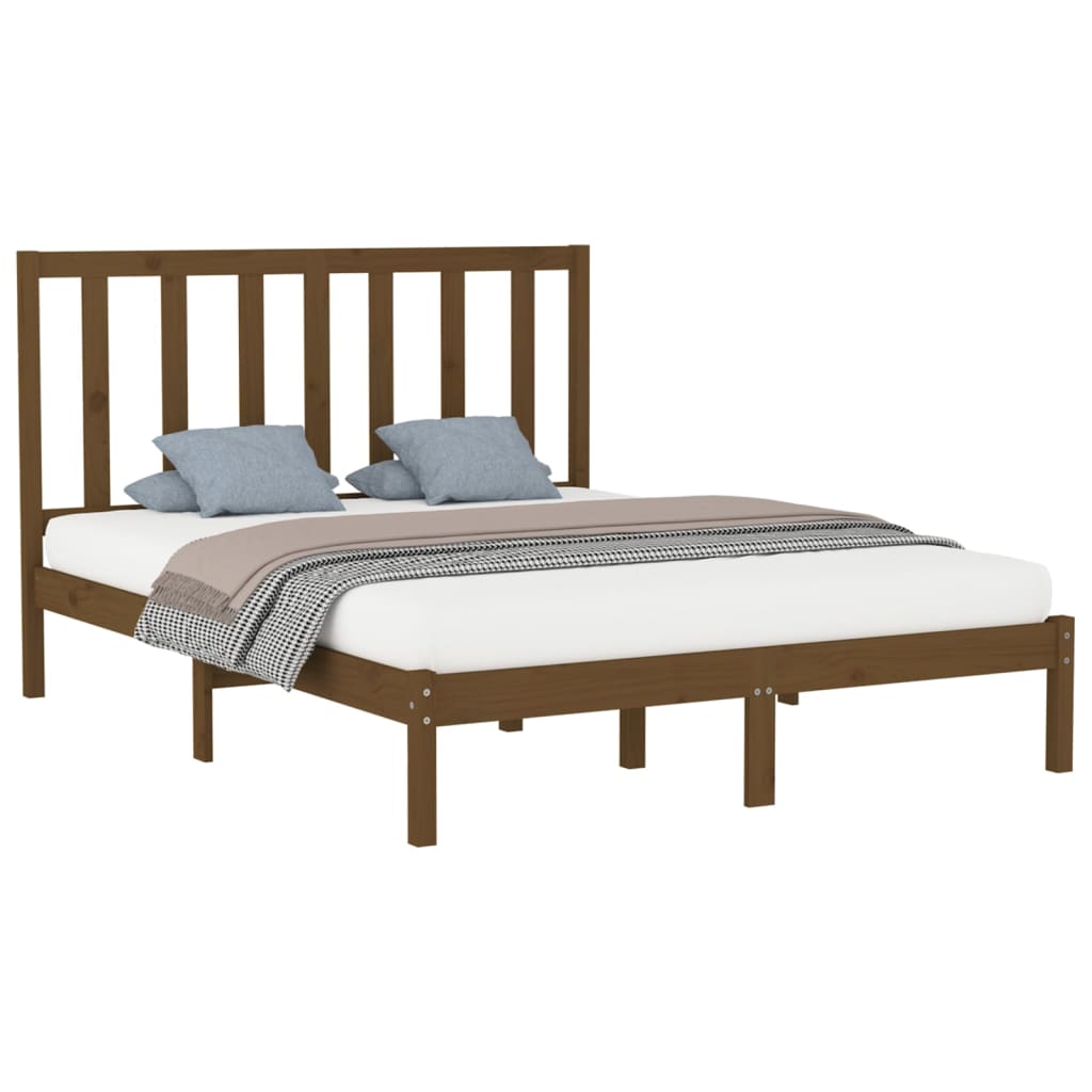 Рамка за легло, меденокафява, дърво масив, 140x200 см