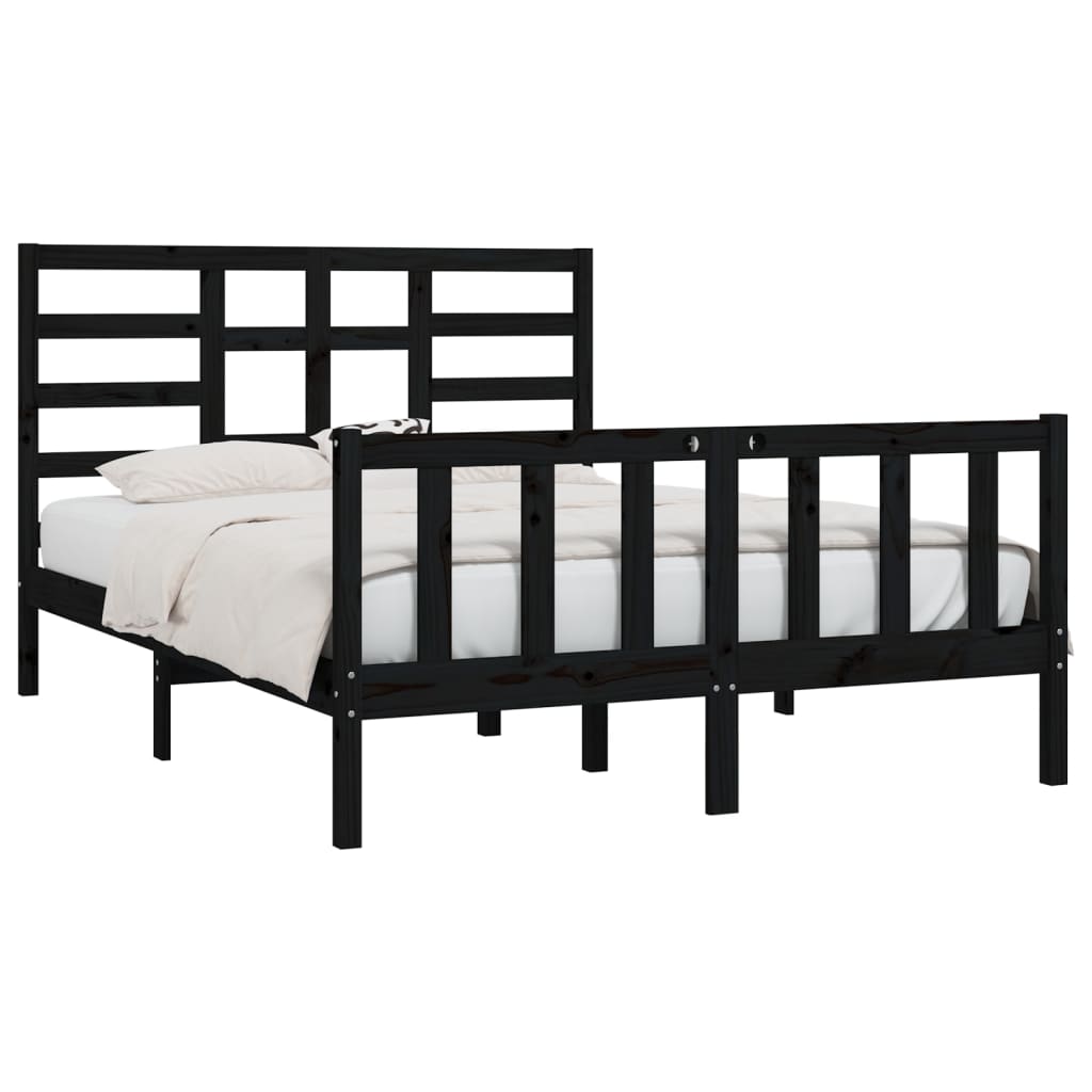 Рамка за легло, черна, бор масив, 120х200 см