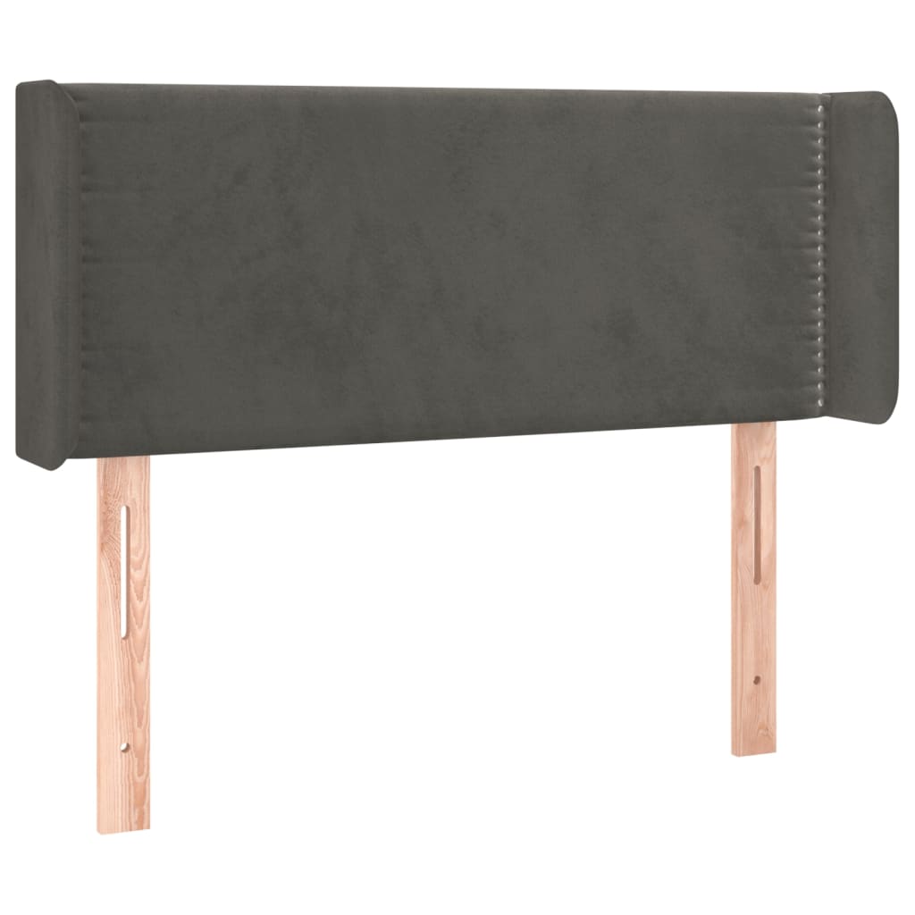 Горна табла за легло, тъмносива, 103x16x78/88 см, кадифе