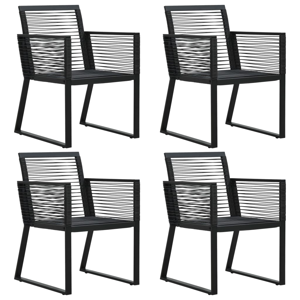 Градински столове, 4 бр, въжени, ратан, черни