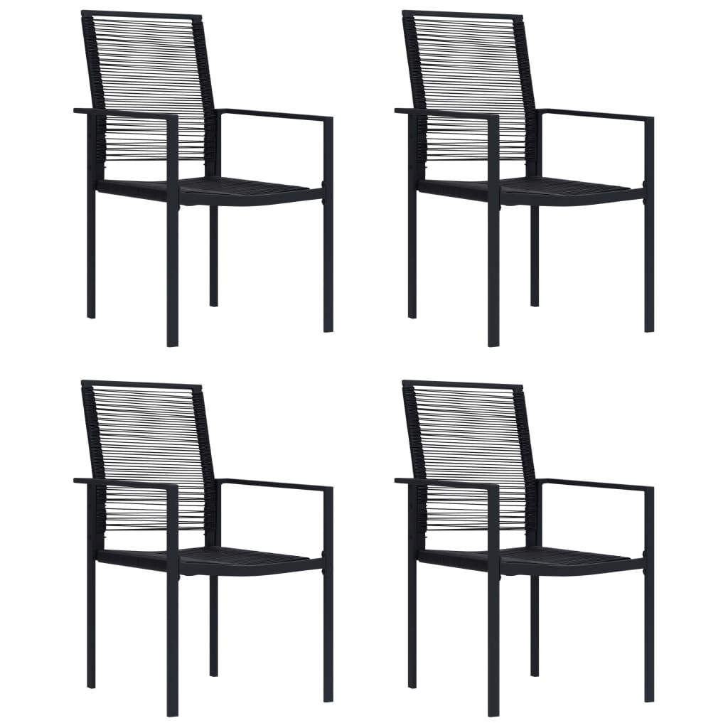 Градински столове, 4 бр, PVC, ратан, черни
