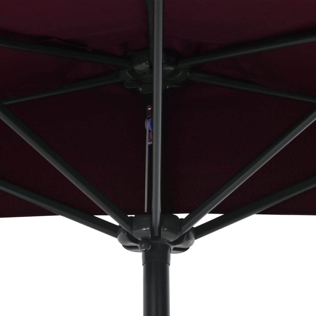Балконски чадър с алуминиев прът бордо 270x144x222 см половин