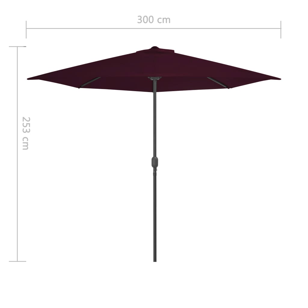 Балконски чадър с алуминиев прът бордо 300x155x223 см половин