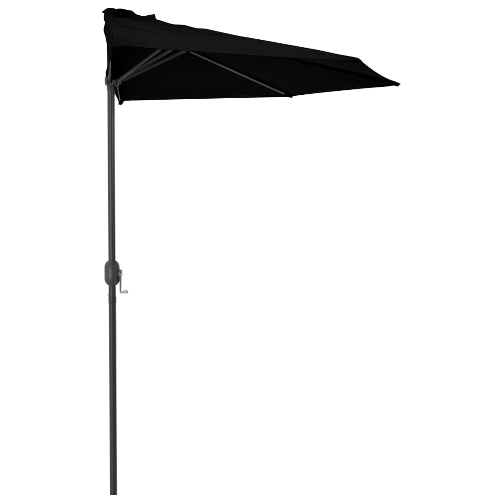 Балконски чадър с алуминиев прът черен 300x155x223 см половин