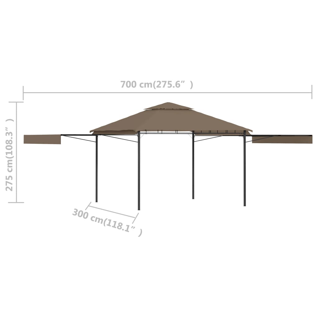 Шатра с двойно разтегаем покрив 3x3x2,75 м таупе 180 г/кв.м.