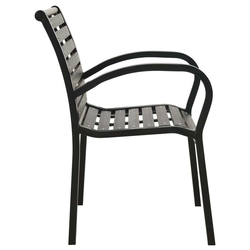 Градински столове, 2 бр, стомана и WPC, черни
