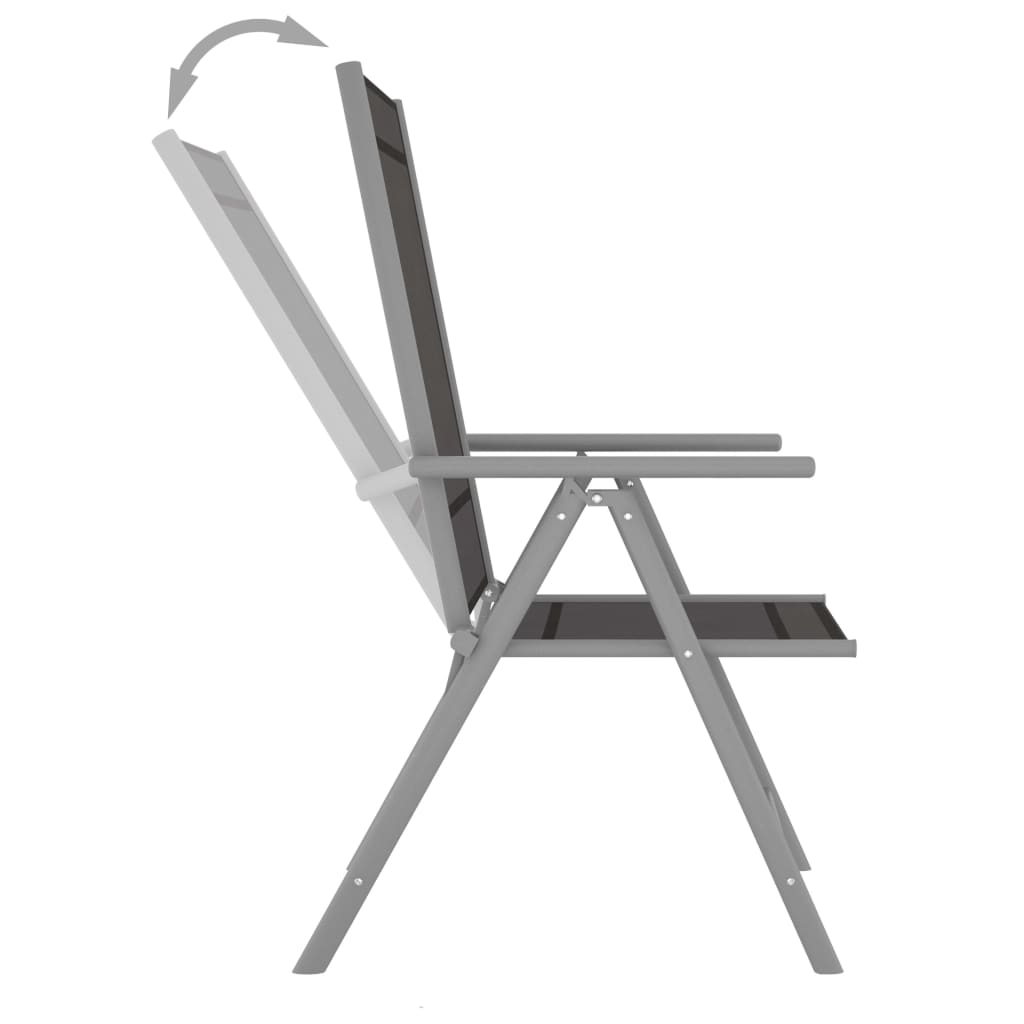 Сгъваеми градински столове, 2 бр, Textilene, черни
