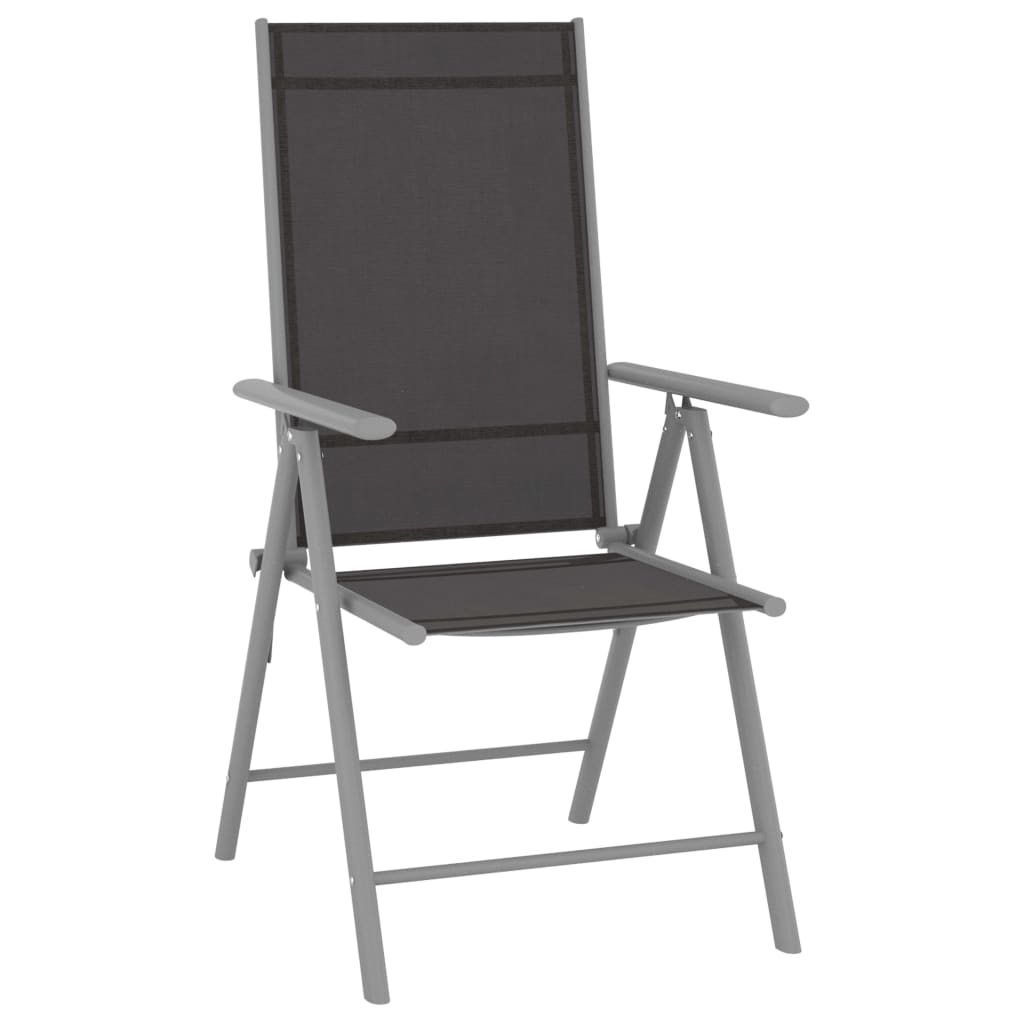 Сгъваеми градински столове, 4 бр, Textilene, черни