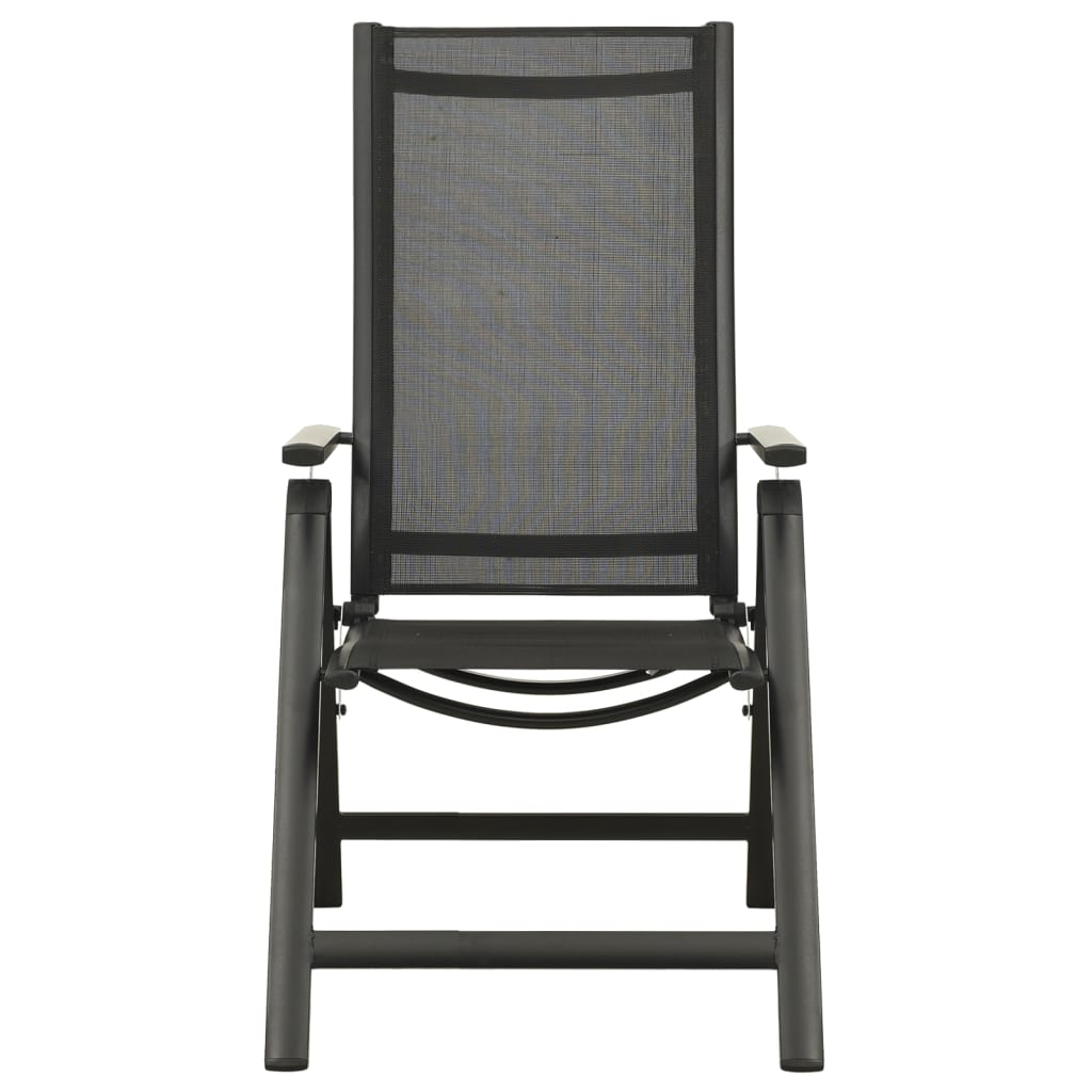 Сгъваеми градински столове, 2 бр, textilene и алуминий, черни