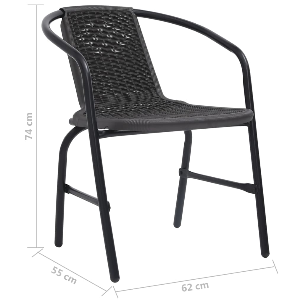 Градински столове, 2 бр, пластмасов ратан и стомана, 110 кг