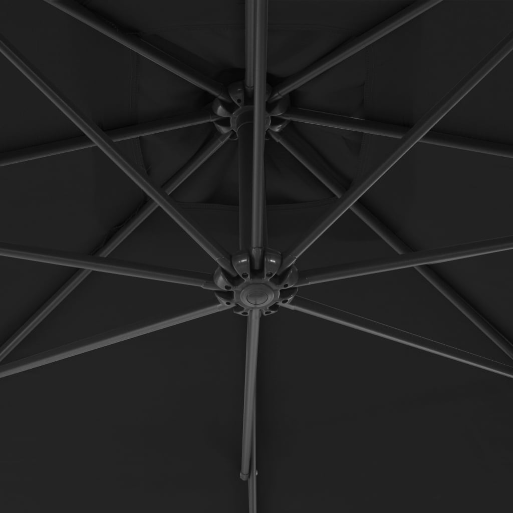 Градински чадър чупещо рамо и стоманен прът 300 см черен
