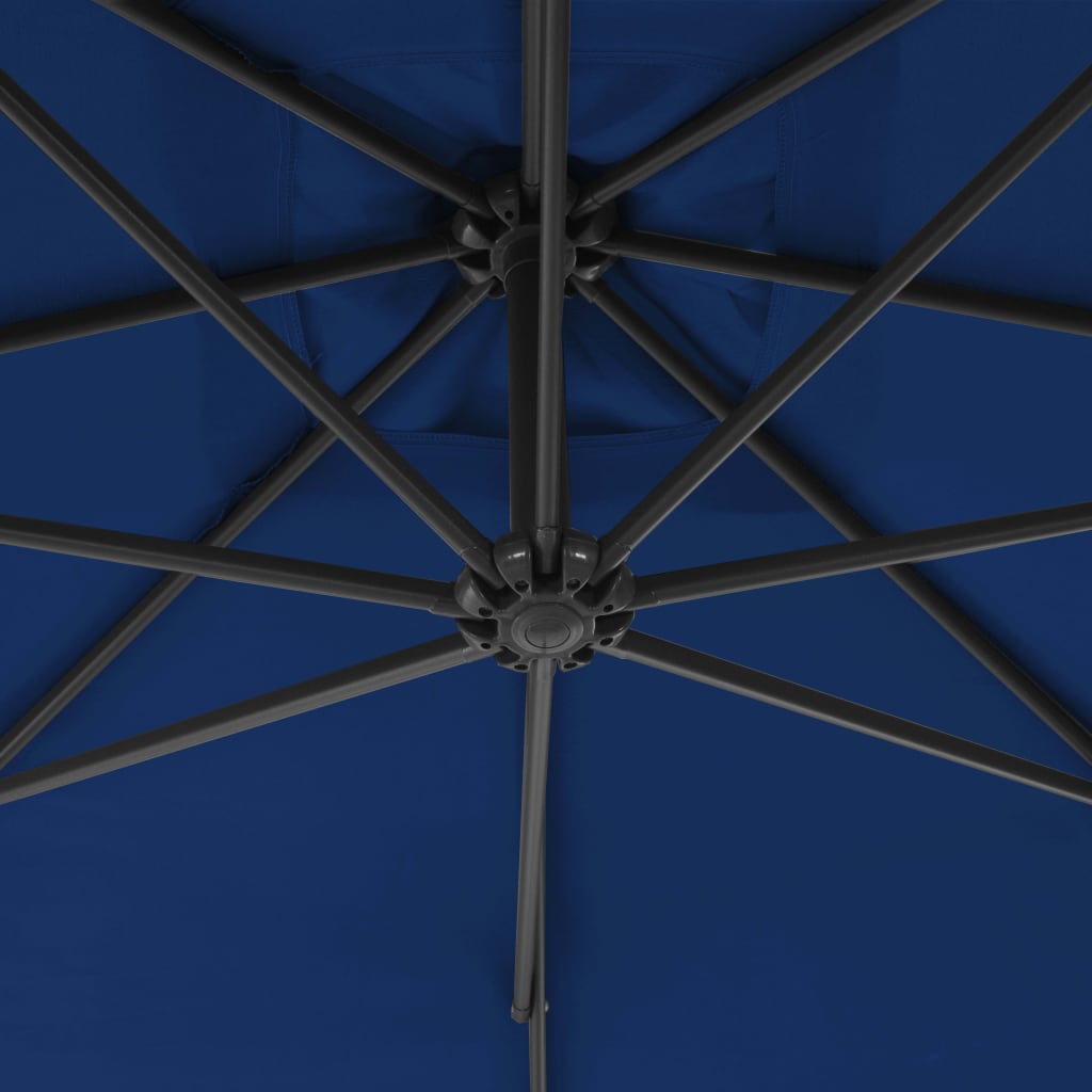 Градински чадър чупещо рамо и стоманен прът 300 см лазурен