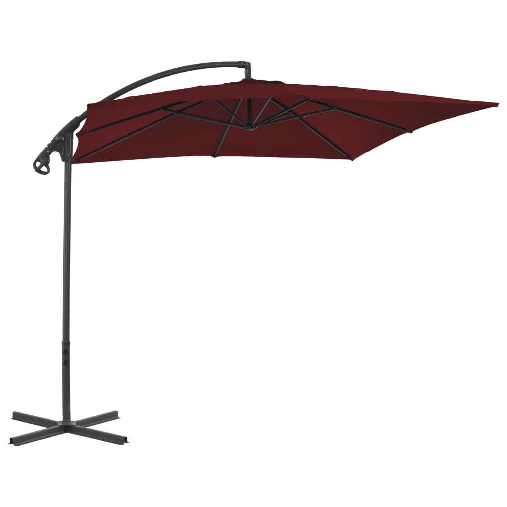 Градински чадър чупещо рамо и стоманен прът 250x250 см червен
