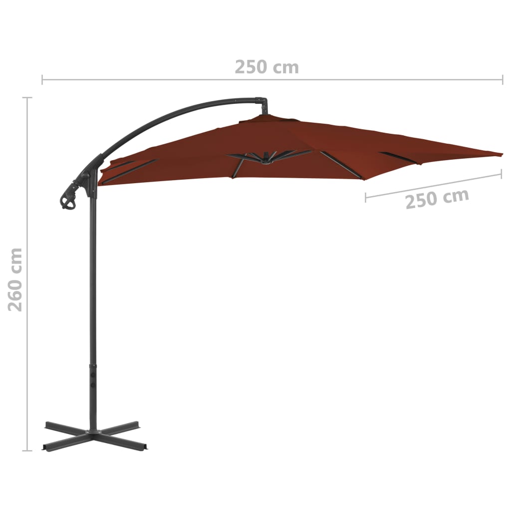 Градински чадър чупещо рамо и стоманен прът 250x250 см теракота