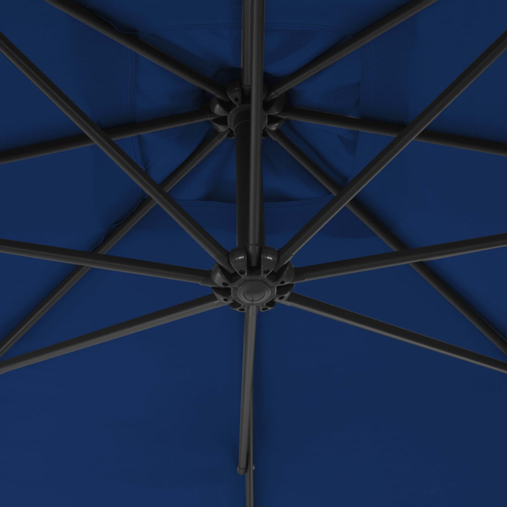 Градински чадър чупещо рамо и стоманен прът 250x250 см лазурен
