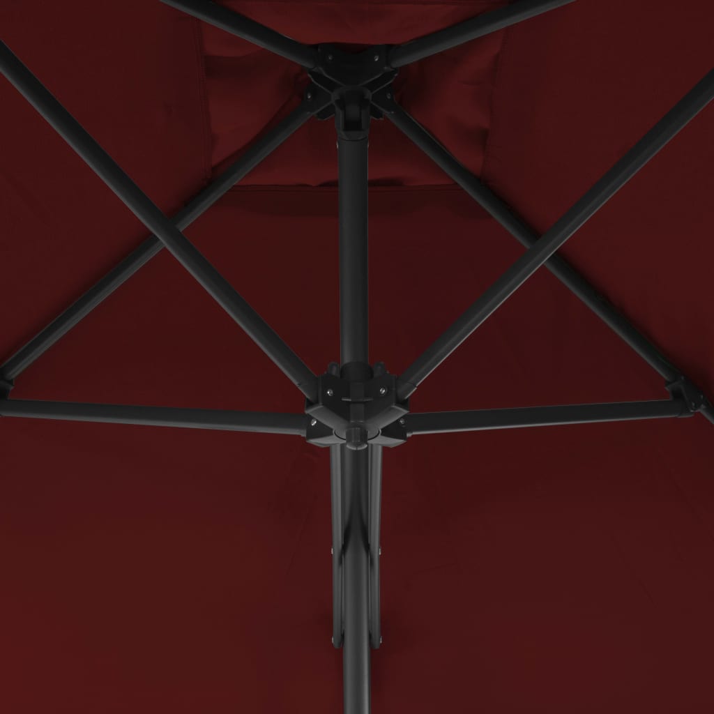 Градински чадър със стоманен прът, бордо, 250x250x230 см
