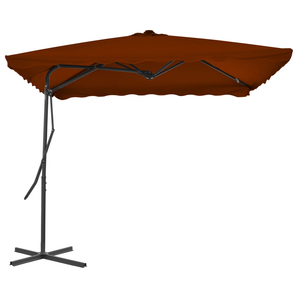 Градински чадър със стоманен прът, теракота, 250x250x230 см