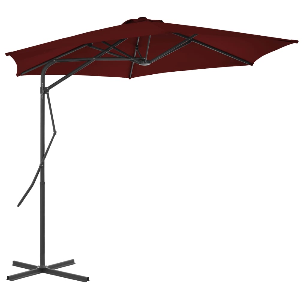 Градински чадър със стоманен прът, бордо, 300x230 см