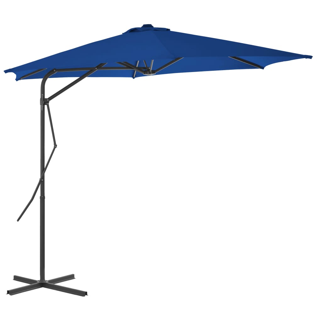 Градински чадър със стоманен прът, син, 300x230 см
