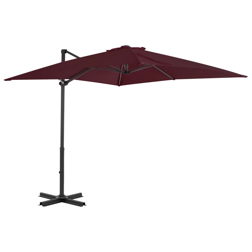 Градински чадър чупещо рамо и алуминиев прът бордо 250x250 см