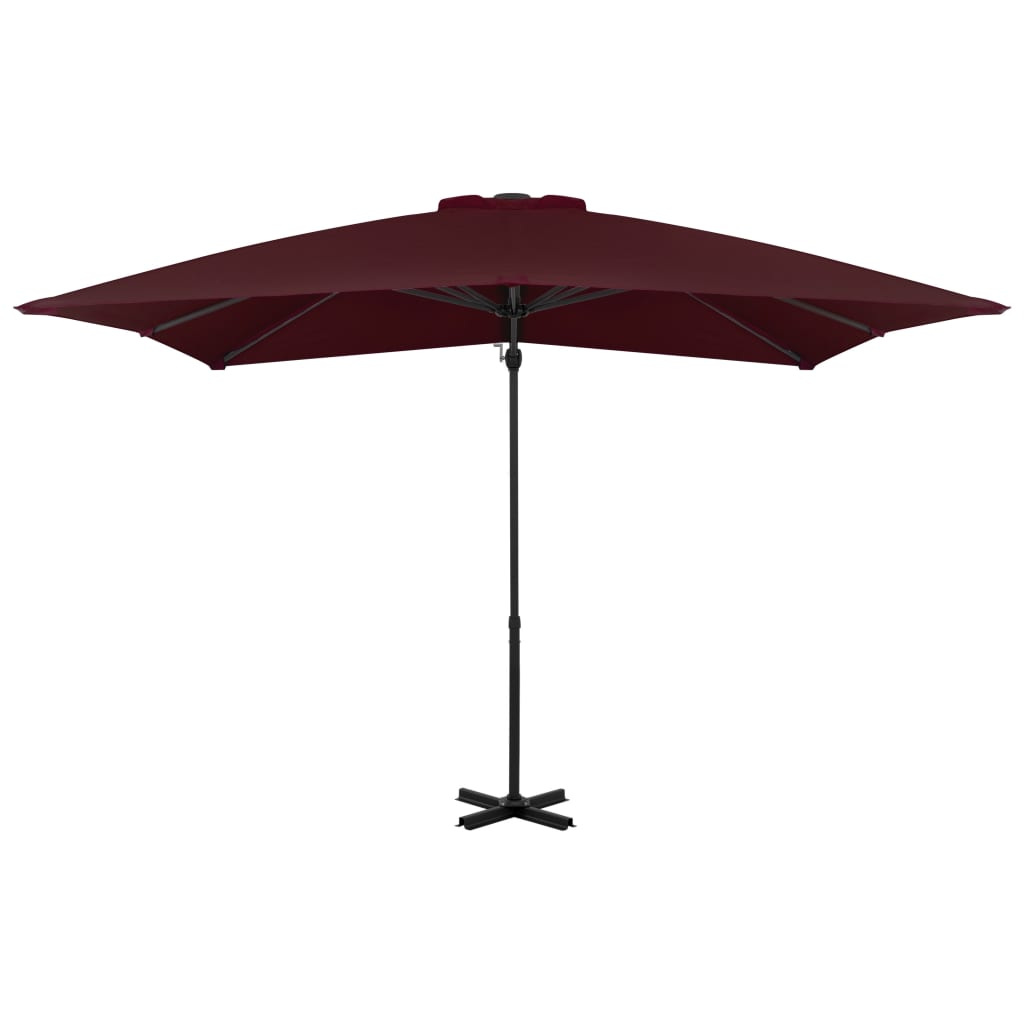 Градински чадър чупещо рамо и алуминиев прът бордо 250x250 см