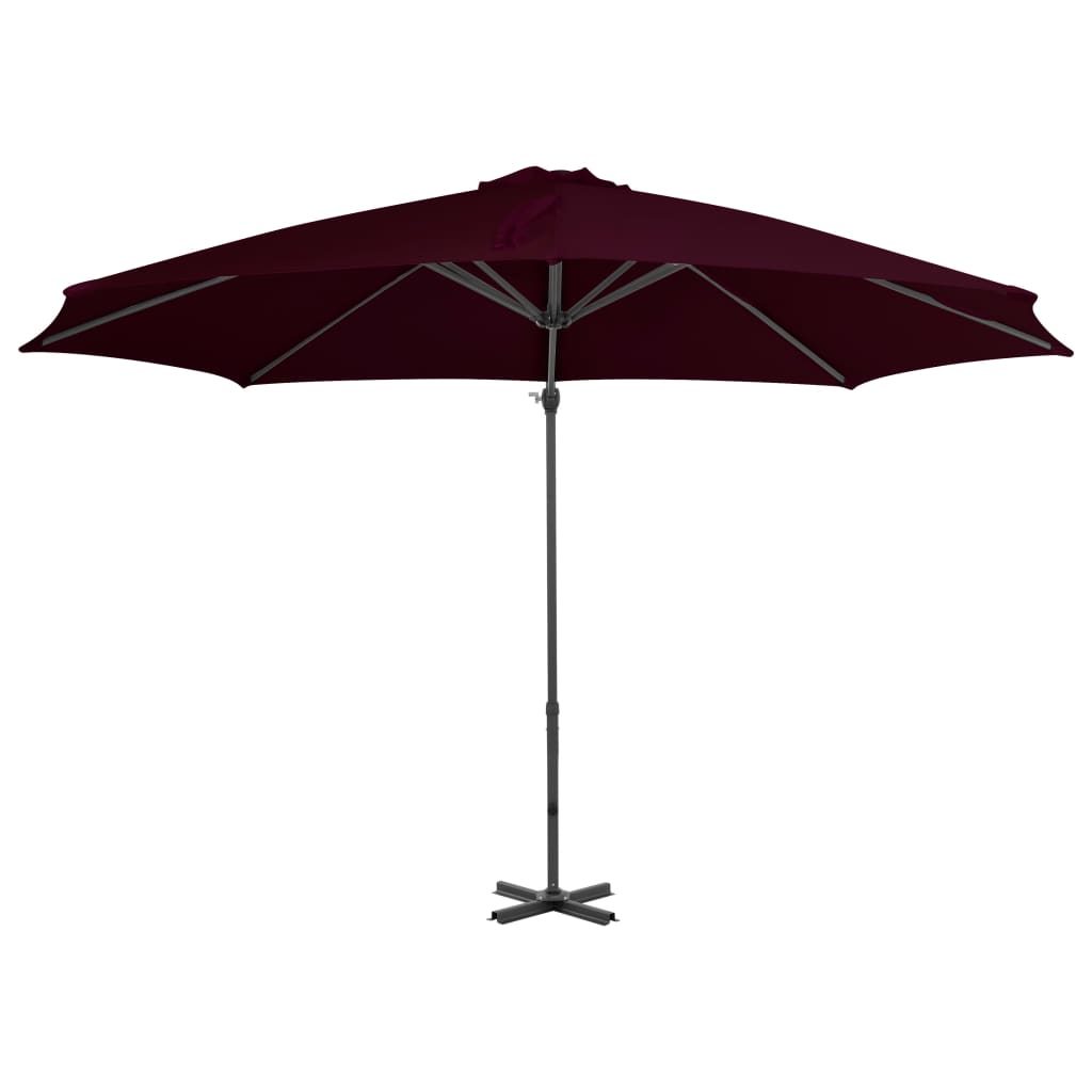 Градински чадър чупещо рамо с алуминиев прът червен 300 см