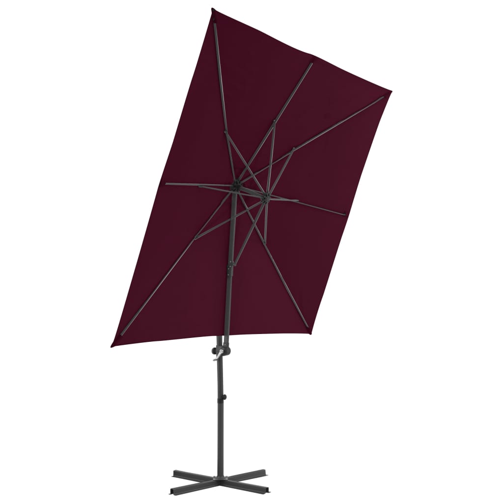 Градински чадър чупещо рамо и стоманен прът бордо 250x250 см
