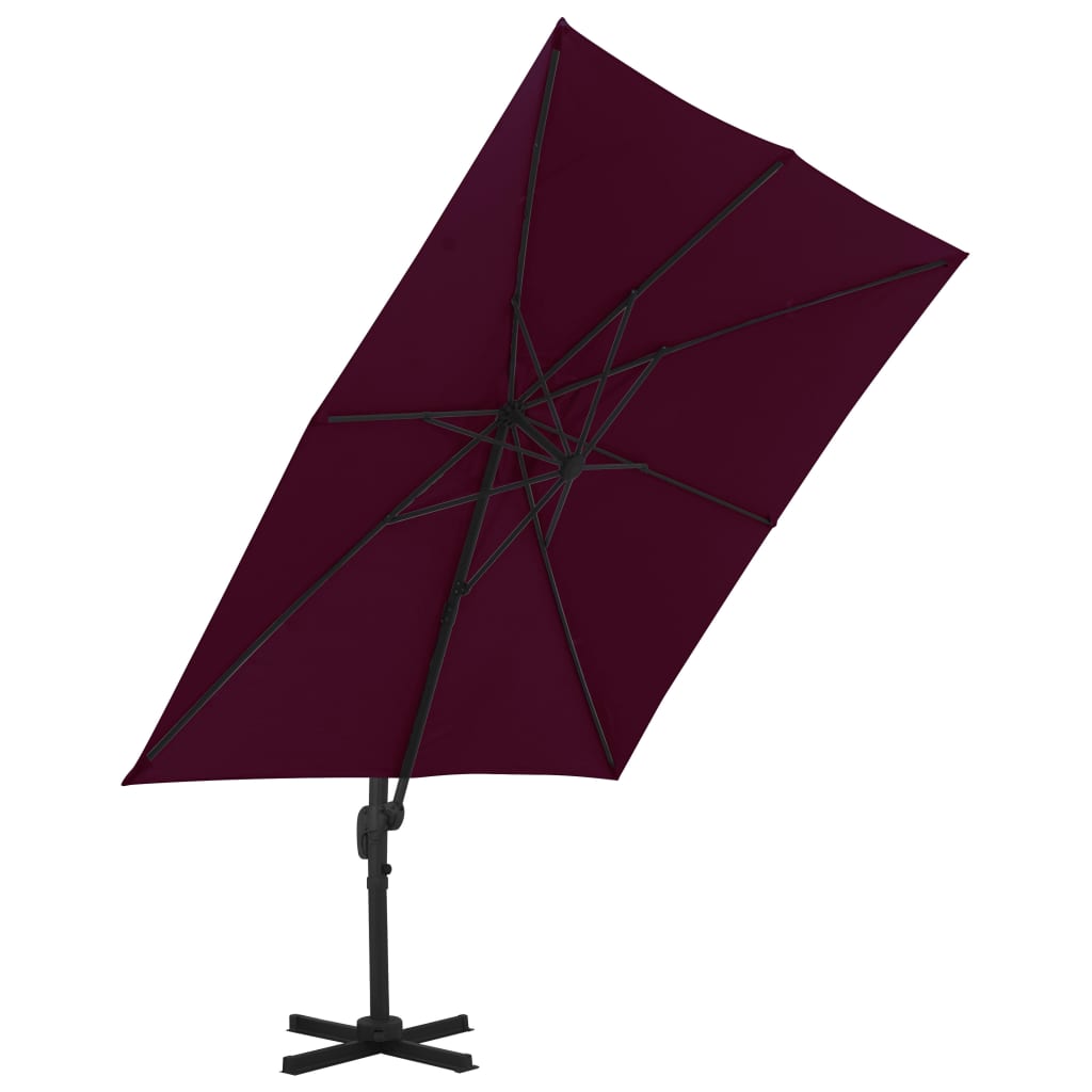 Градински чадър с чупещо рамо и алуминиев прът бордо 300x300 см
