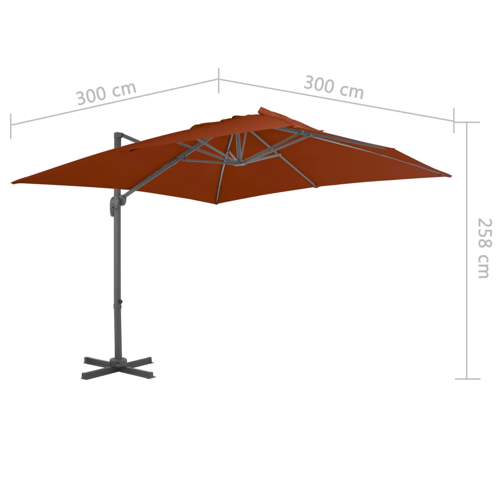 Градински чадър чупещо рамо алуминиев прът теракота 300x300 см