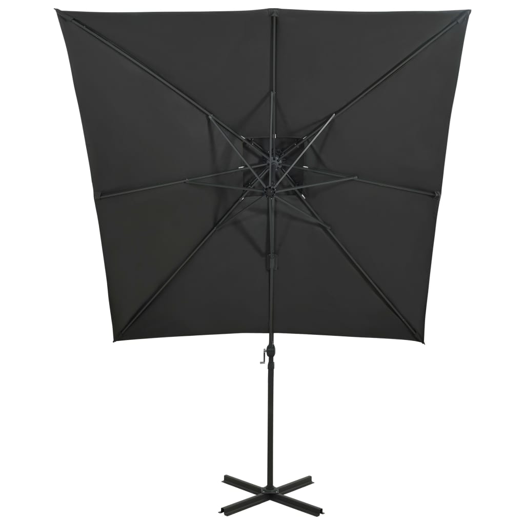 Градински чадър чупещо рамо с двоен покрив 250x250 см антрацит