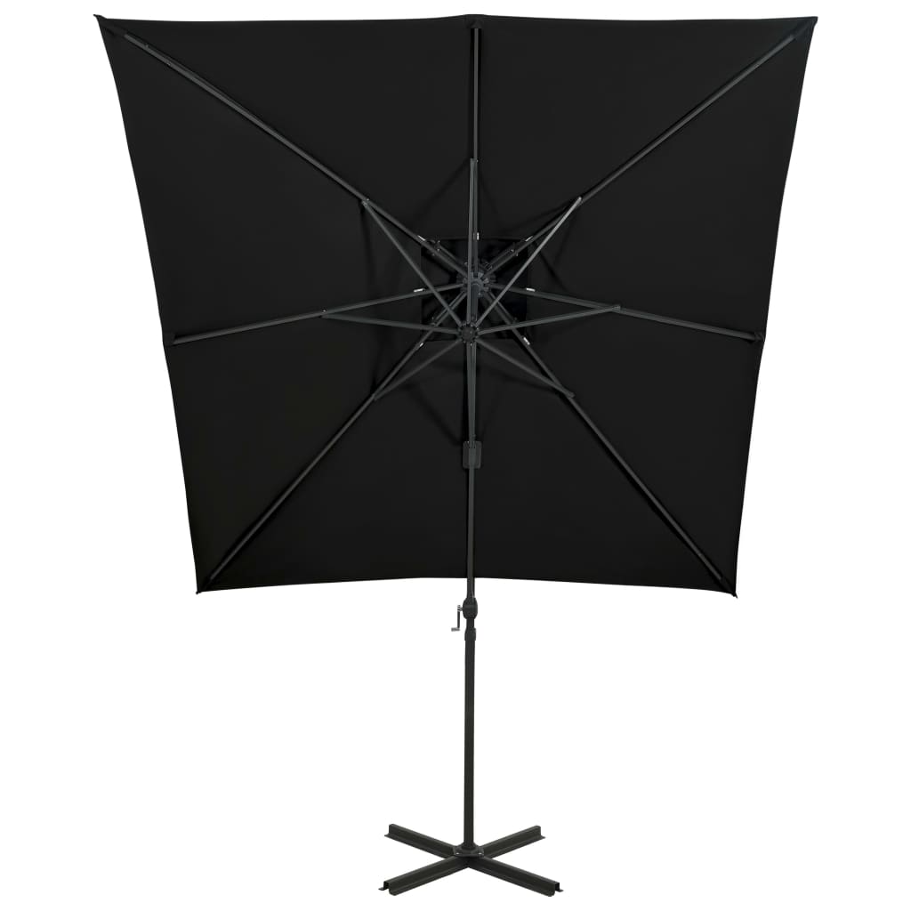 Градински чадър чупещо рамо с двоен покрив 250x250 см черен