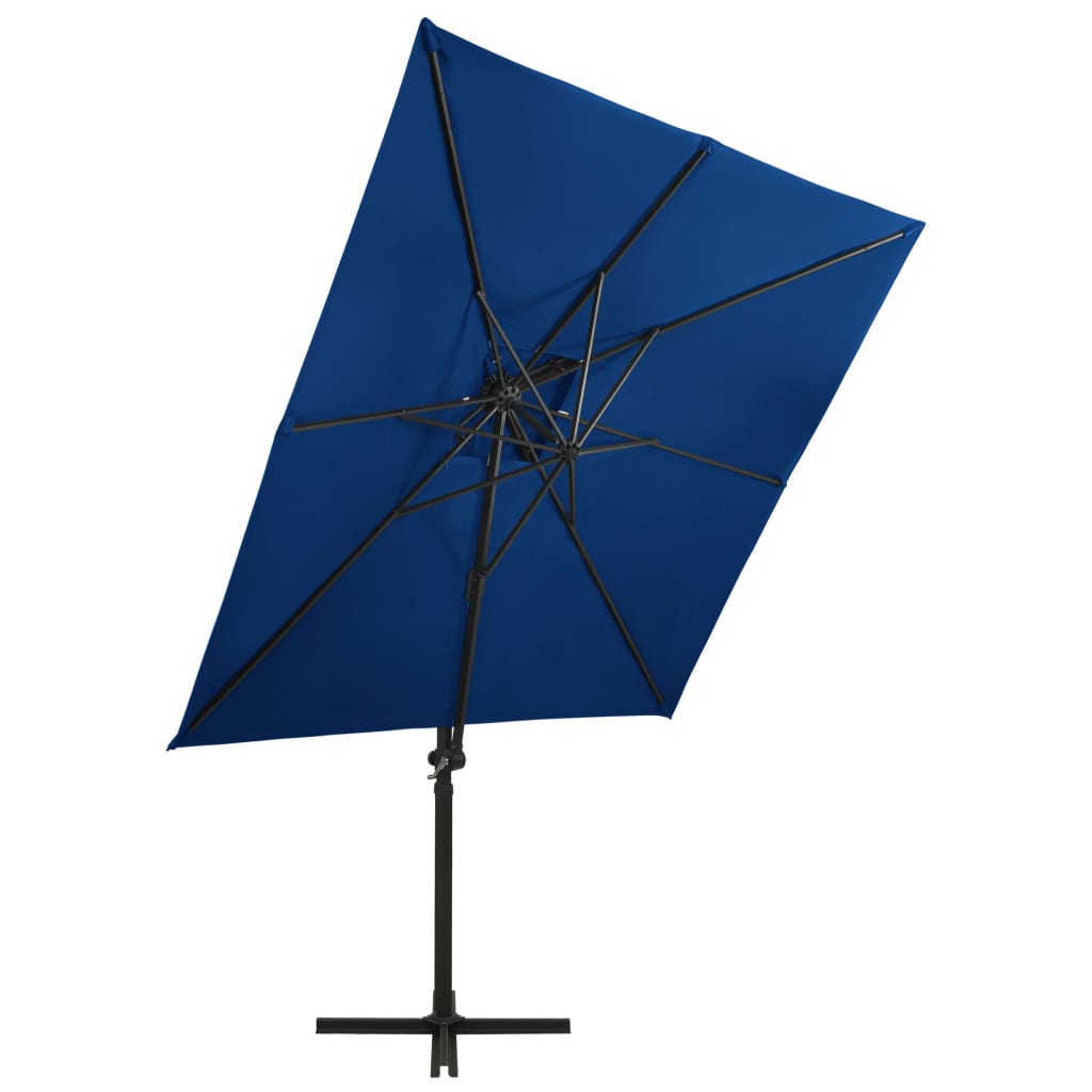Градински чадър чупещо рамо двоен покрив 250x250 см лазурносин