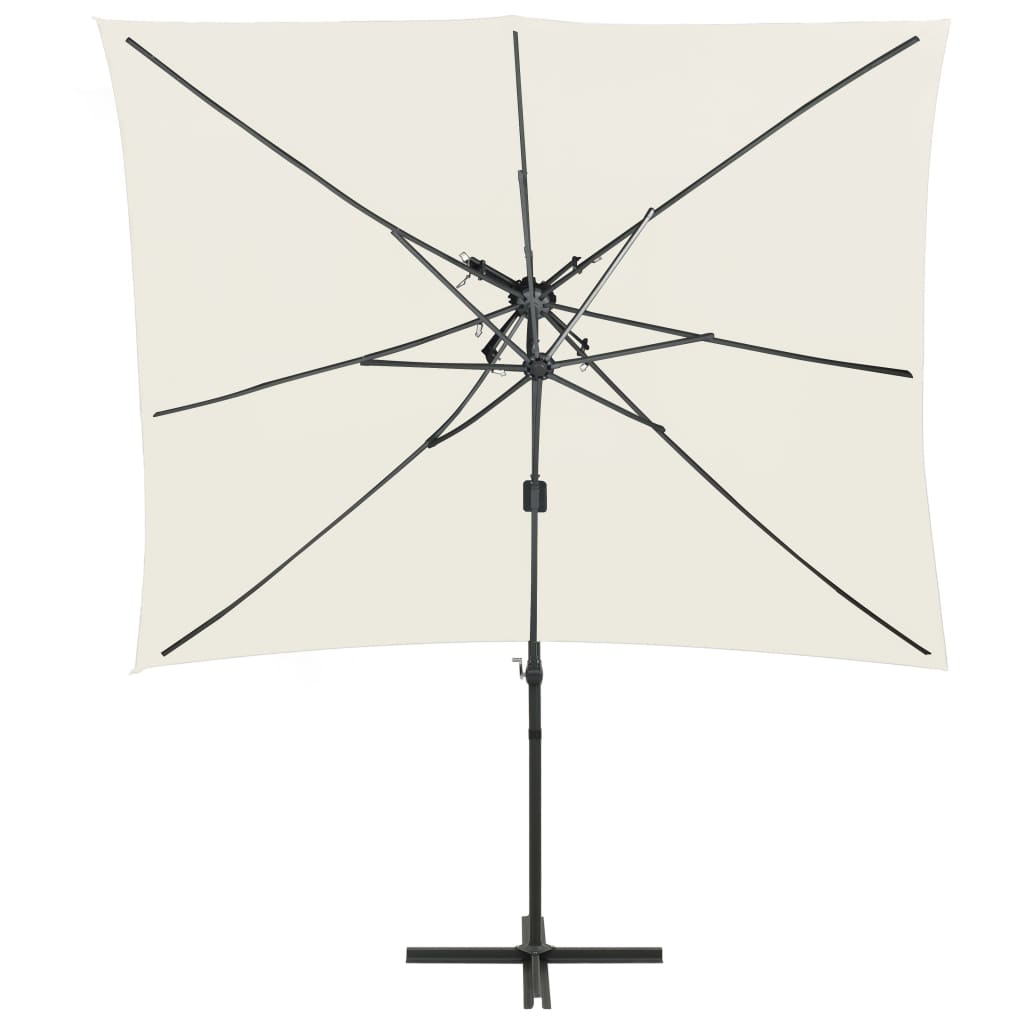 Градински чадър чупещо рамо с двоен покрив пясъчен 250x250 см